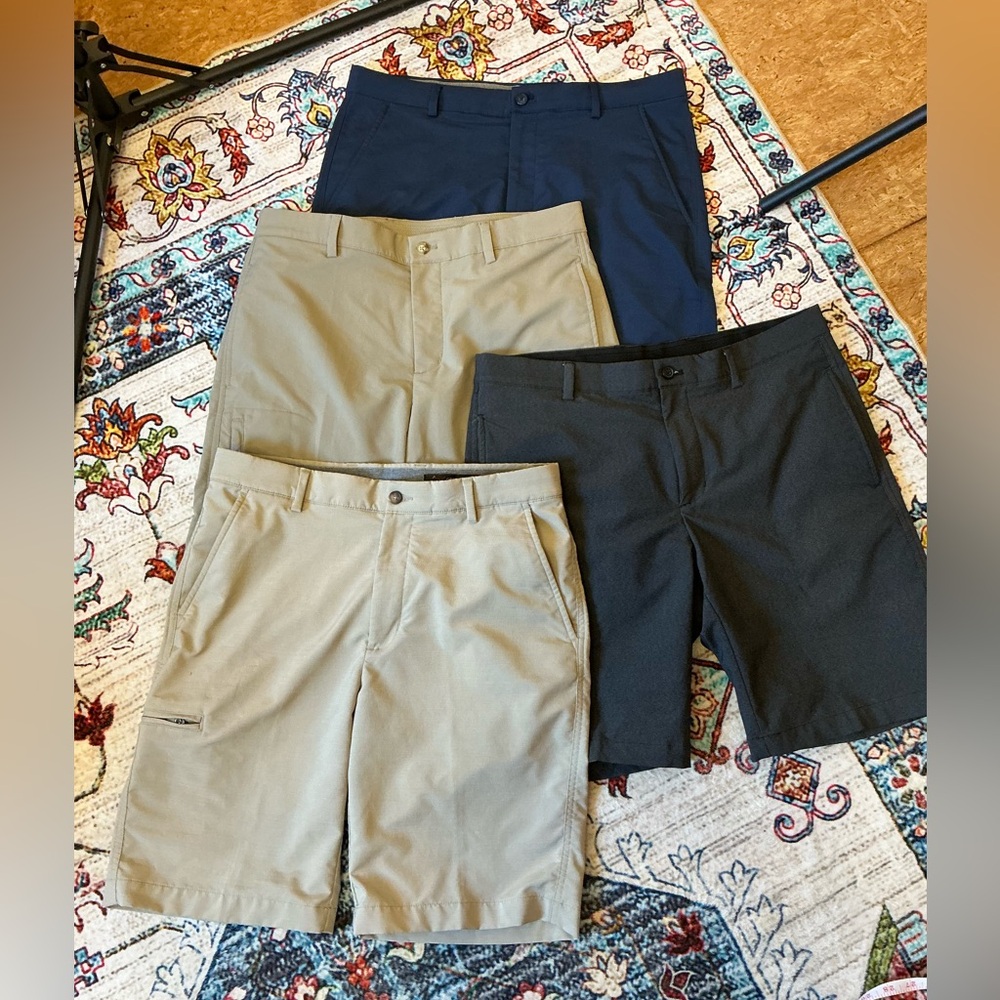 Men's Greg Norman Casual Flat-Front Shorts - Khaki, Black, Navy Lot of 6 pair